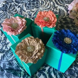 Four (4) Tieks boxes with flowers, small black bag and tote inside.  No shoes.